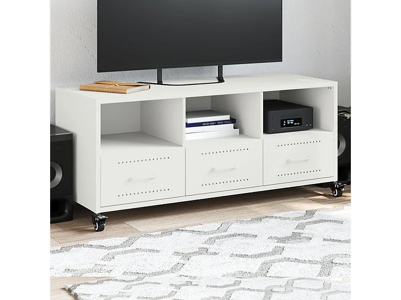 Meuble TV blanc 100,5x39x43,5 cm acier