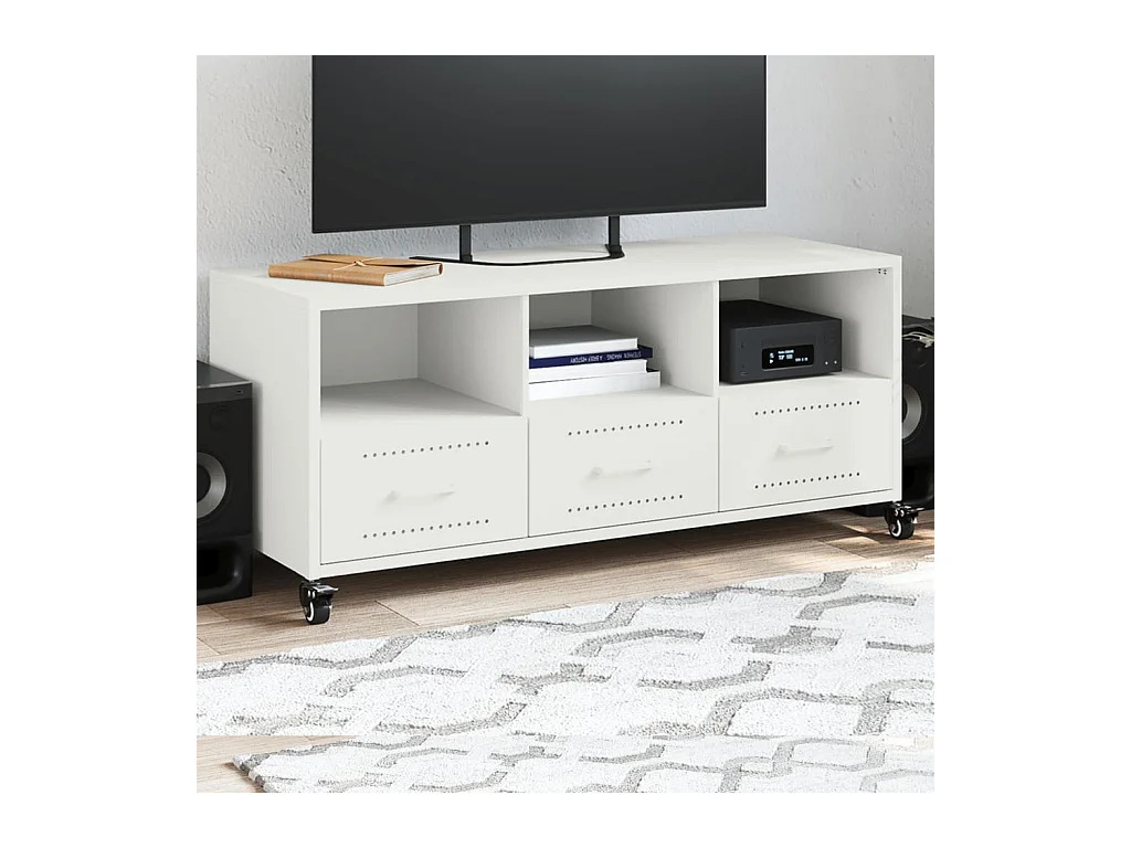Meuble TV blanc 100,5x39x43,5 cm acier