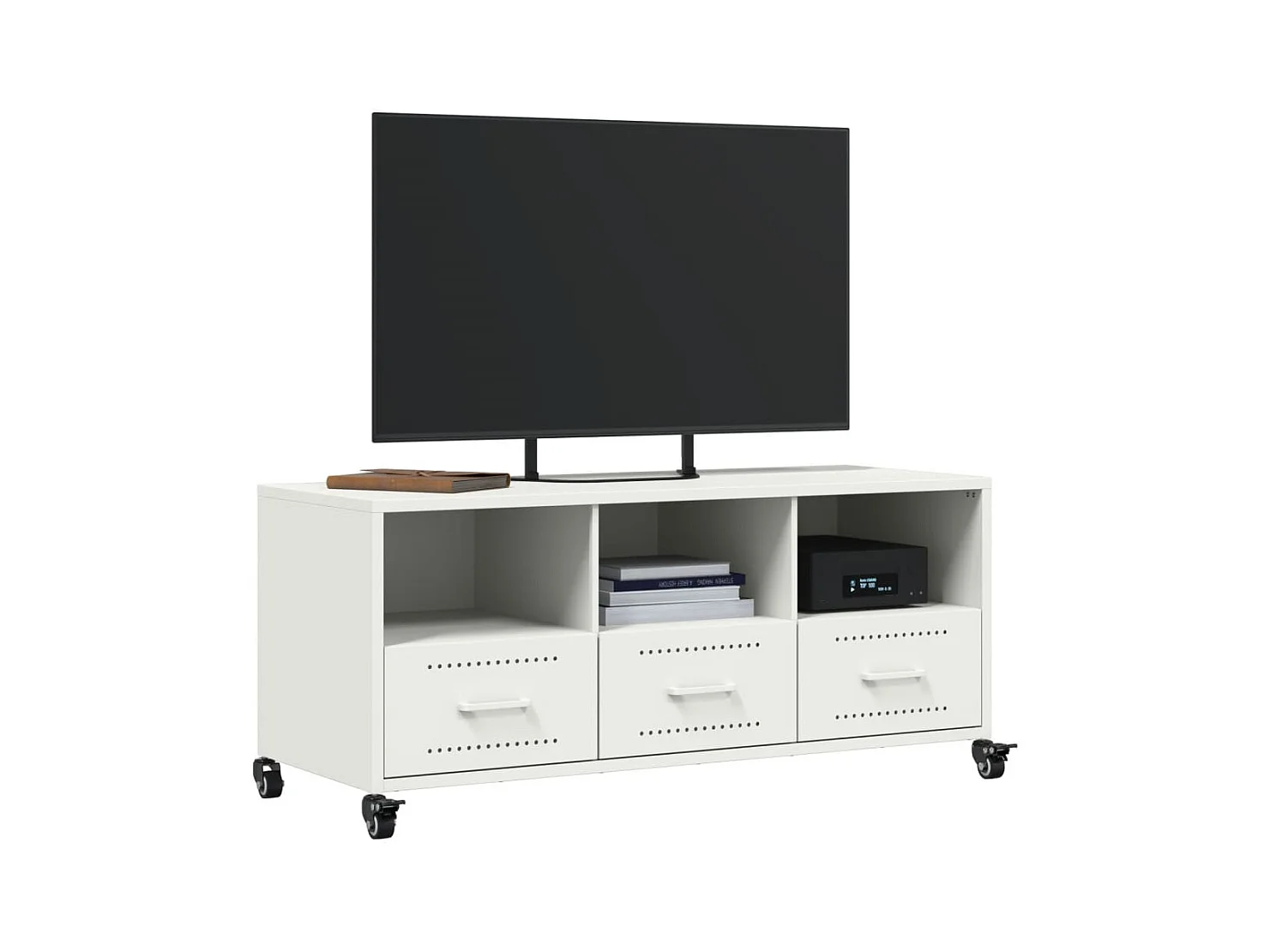 Meuble TV blanc 100,5x39x43,5 cm acier