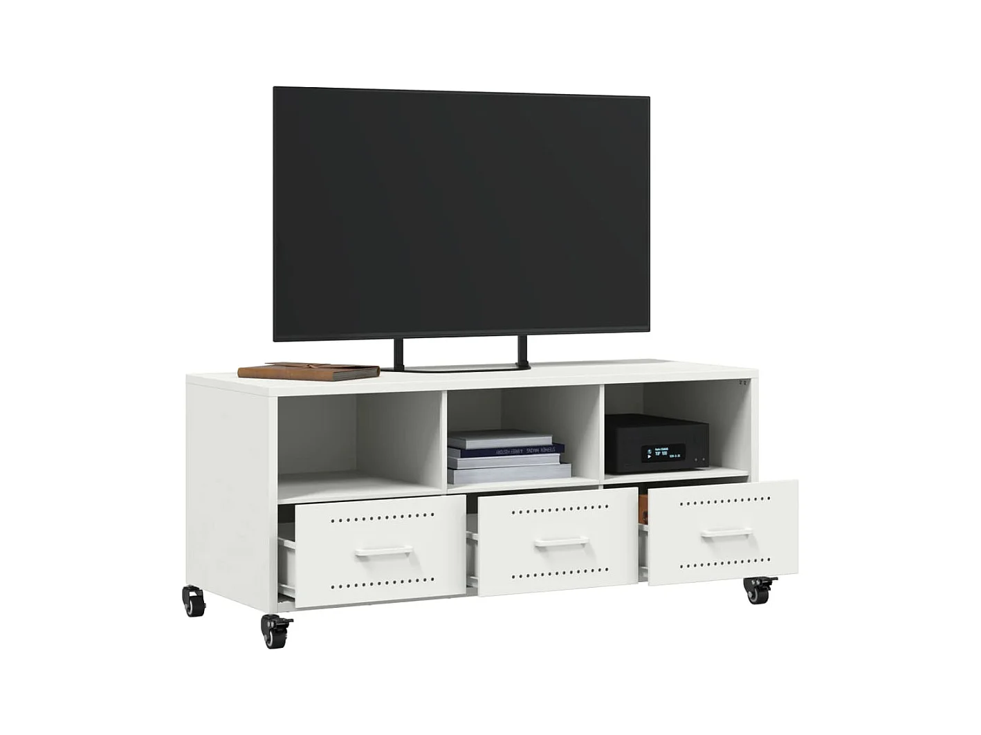 Meuble TV blanc 100,5x39x43,5 cm acier