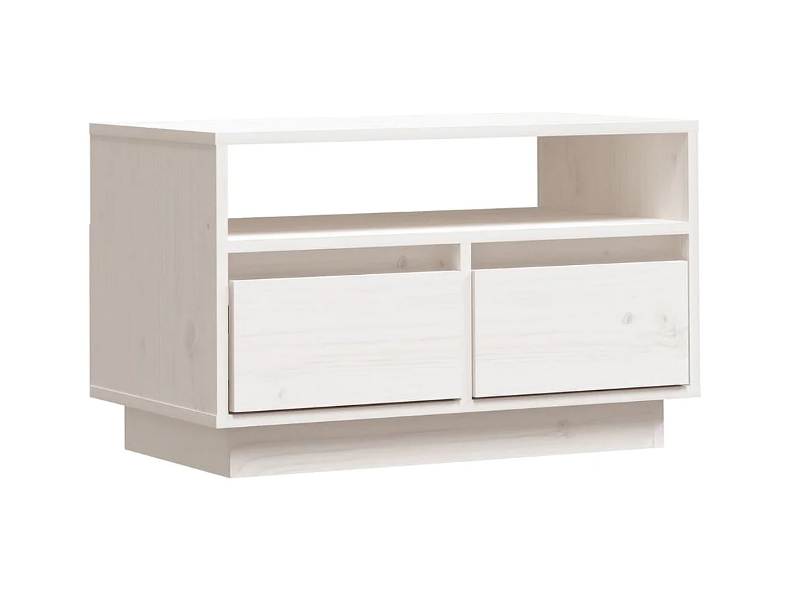 Meuble TV Blanc 60x35x37 cm Bois de pin massif