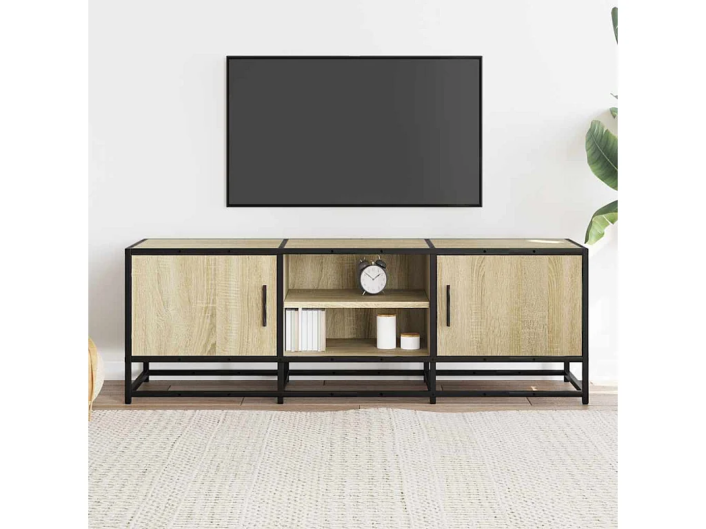 TV-Schrank aus Sonoma-Eiche 120 x 35 x 41 cm, Holzwerkstoff und Metall