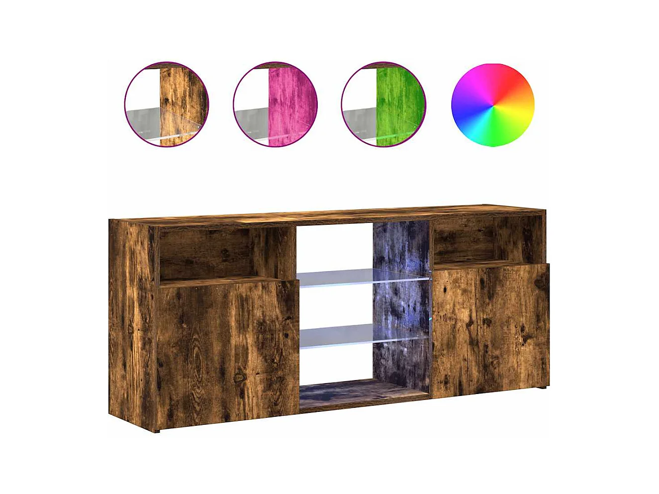 TV-Schrank mit LED-Leuchten Geräucherte Eiche 120x30x50 cm