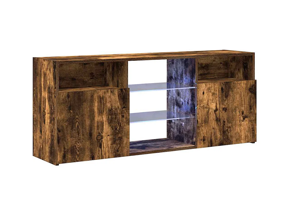 TV-Schrank mit LED-Leuchten Geräucherte Eiche 120x30x50 cm