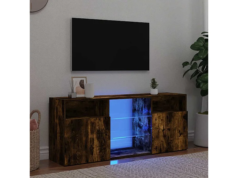 Mobile TV con luci LED Rovere fumé 120x30x50 cm