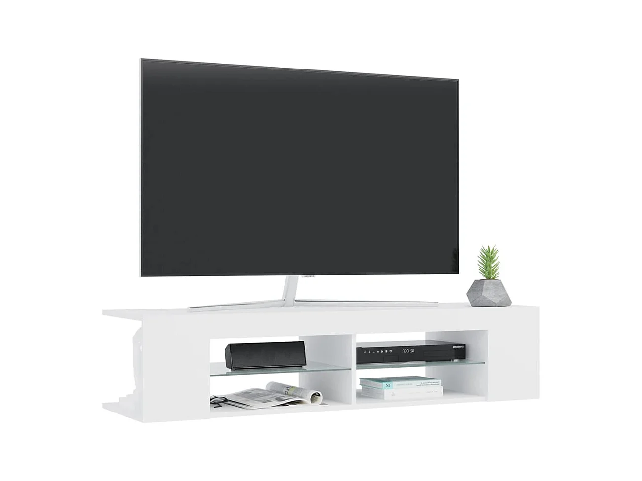 Meuble TV avec lumières LED blanc 135x39x30 cm