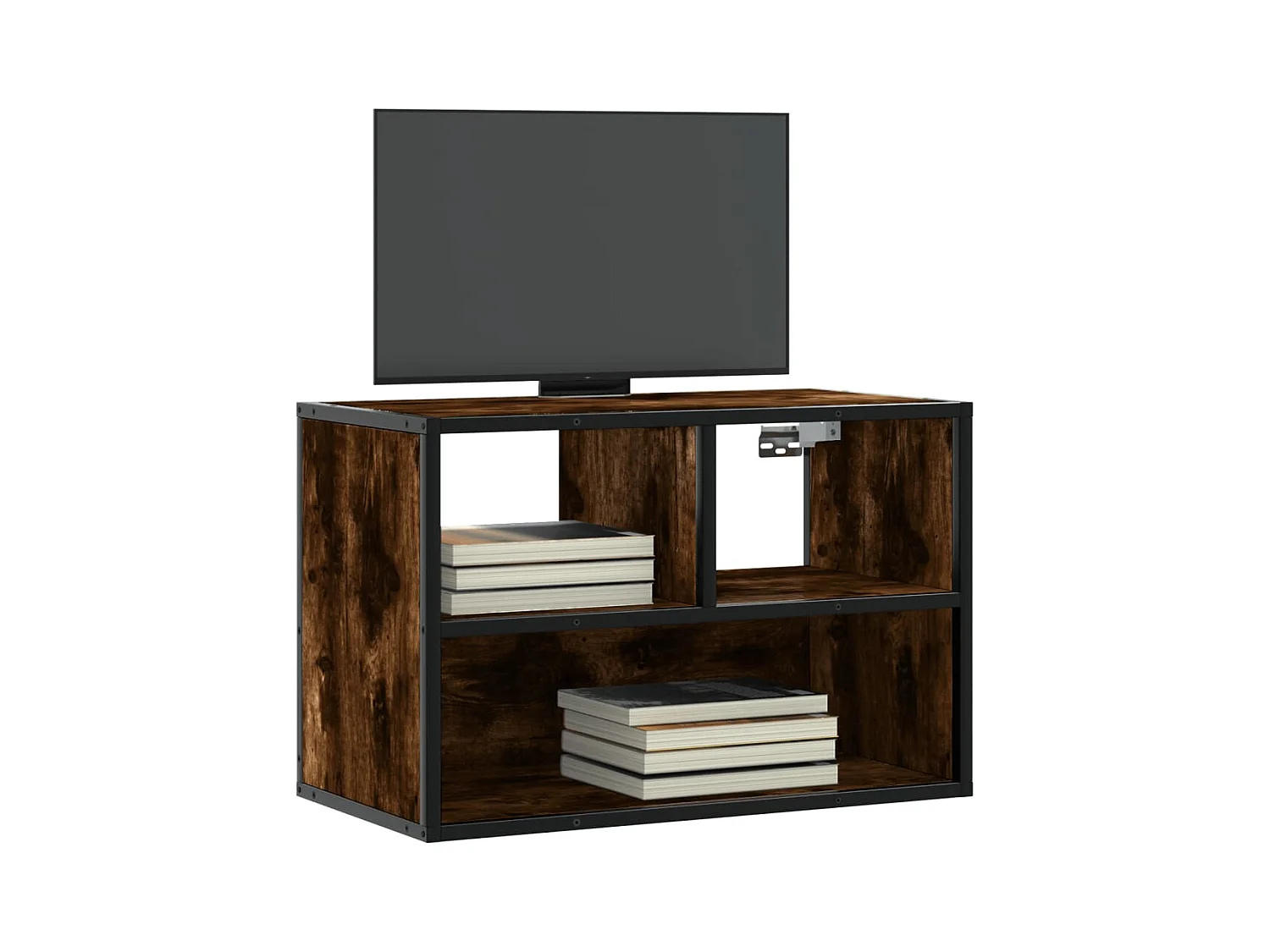 TV-Schrank aus geräucherter Eiche, 60 x 31 x 39,5 cm, Holzwerkstoff und Metall