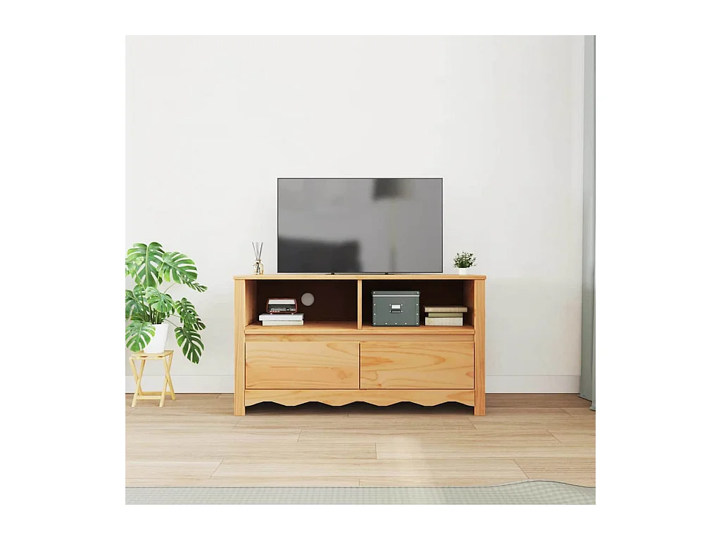 TV-kast met lade Bruin 99 x 43 x 55 cm Massief grenenhout