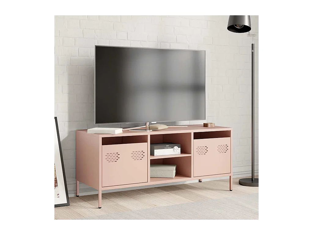 Roze tv-meubel 101,5x39x43,5 cm koudgewalst staal