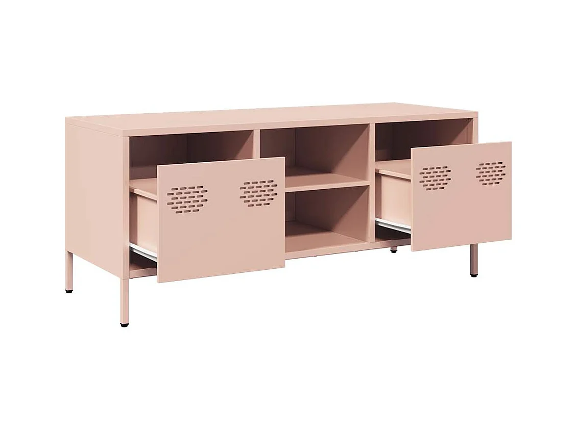 Roze tv-meubel 101,5x39x43,5 cm koudgewalst staal