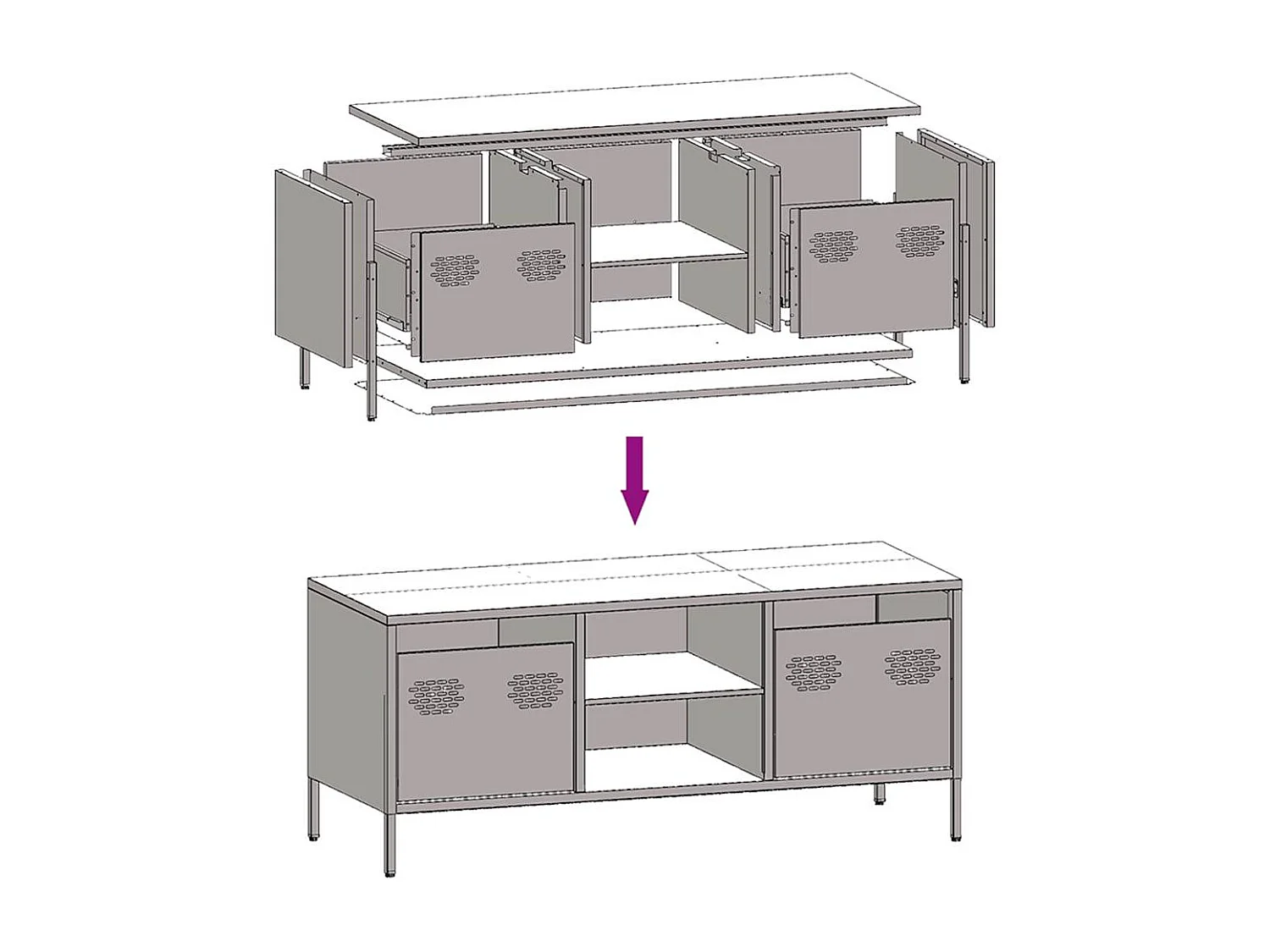 Roze tv-meubel 101,5x39x43,5 cm koudgewalst staal