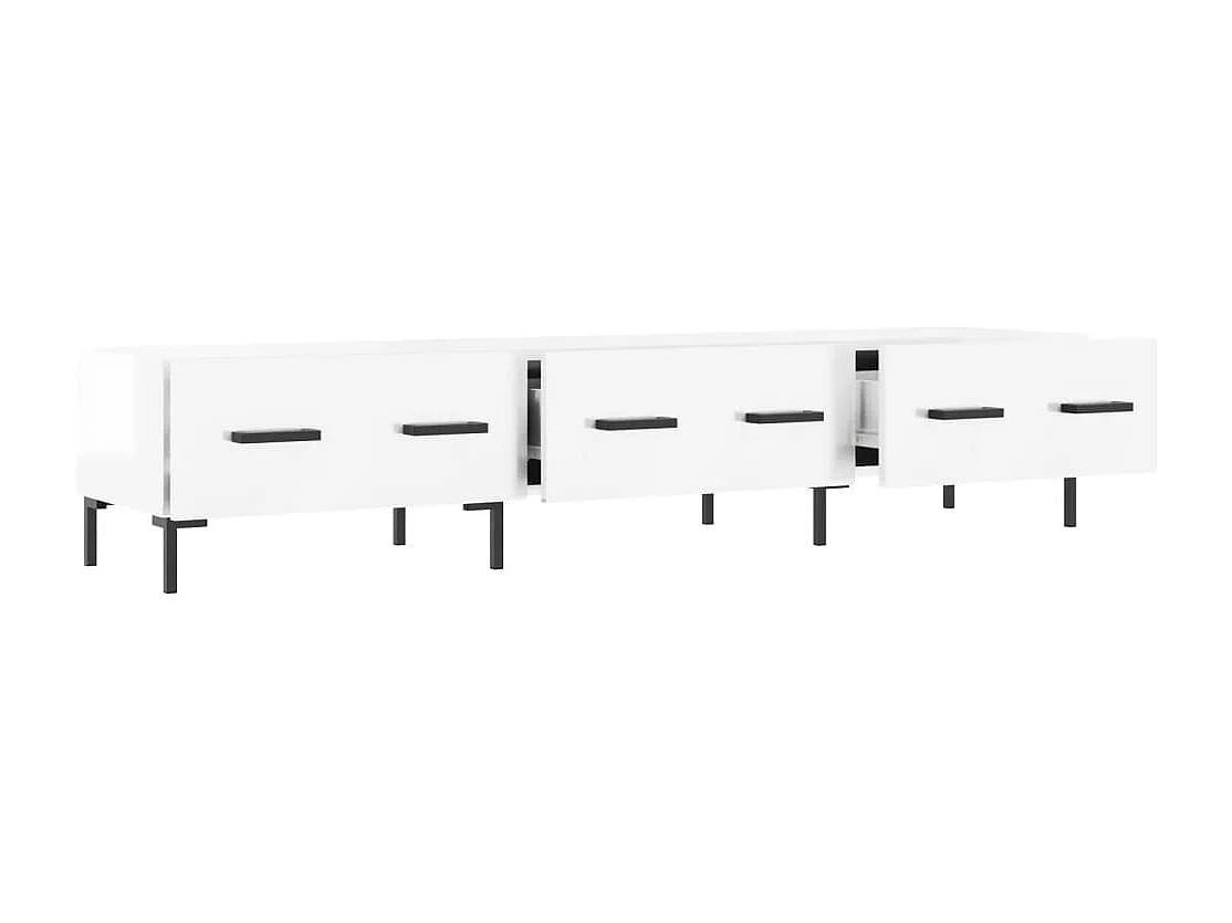 Weißer glänzender TV-Schrank 150x36x30 cm aus Holzwerkstoff