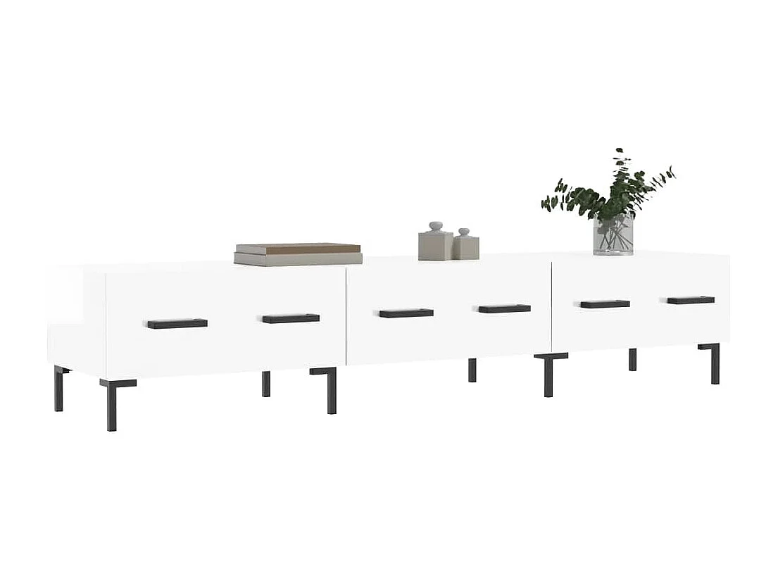 Mueble de TV blanco brillo 150x36x30 cm madera de ingeniería