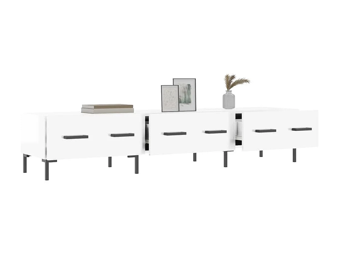 Mueble de TV blanco brillo 150x36x30 cm madera de ingeniería