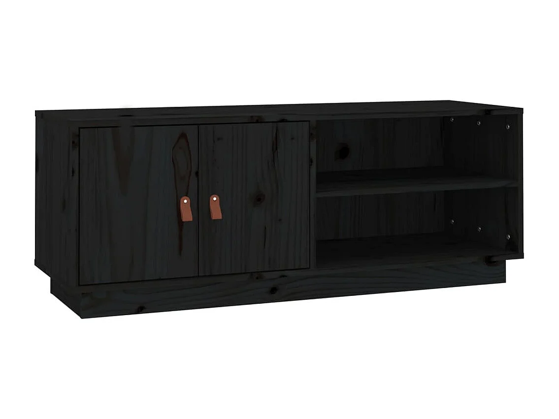 Mobile TV nero 105x34x40 cm Legno massello di pino