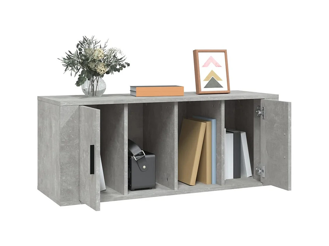 Meuble TV Gris béton 100x35x40 cm Bois d'ingénierie