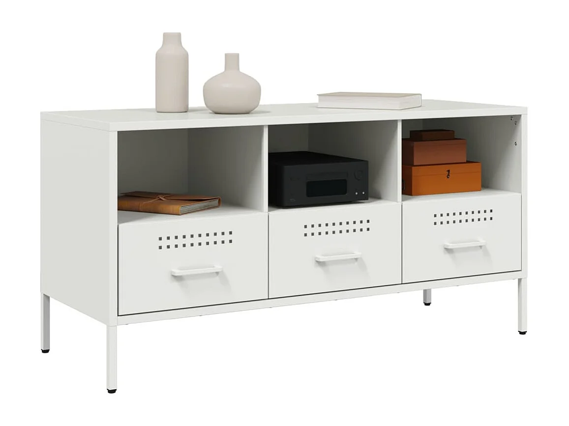 Meuble TV blanc 100,5x39x50,5 cm acier