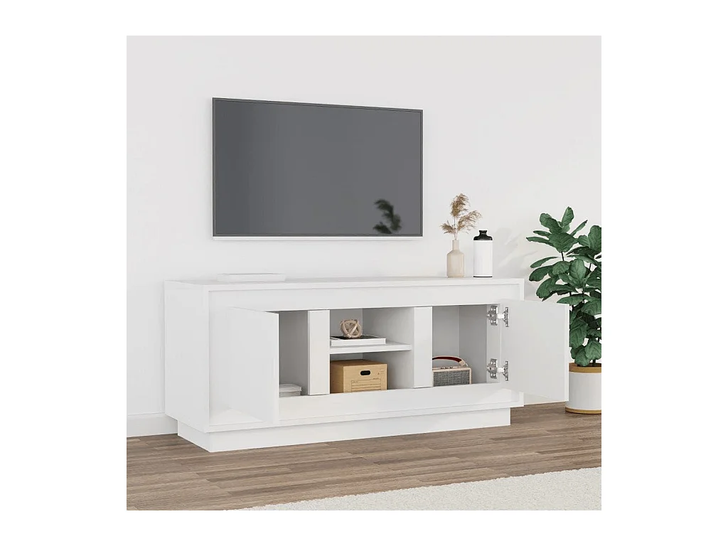 Meuble TV blanc 102x35x45 cm bois d'ingénierie