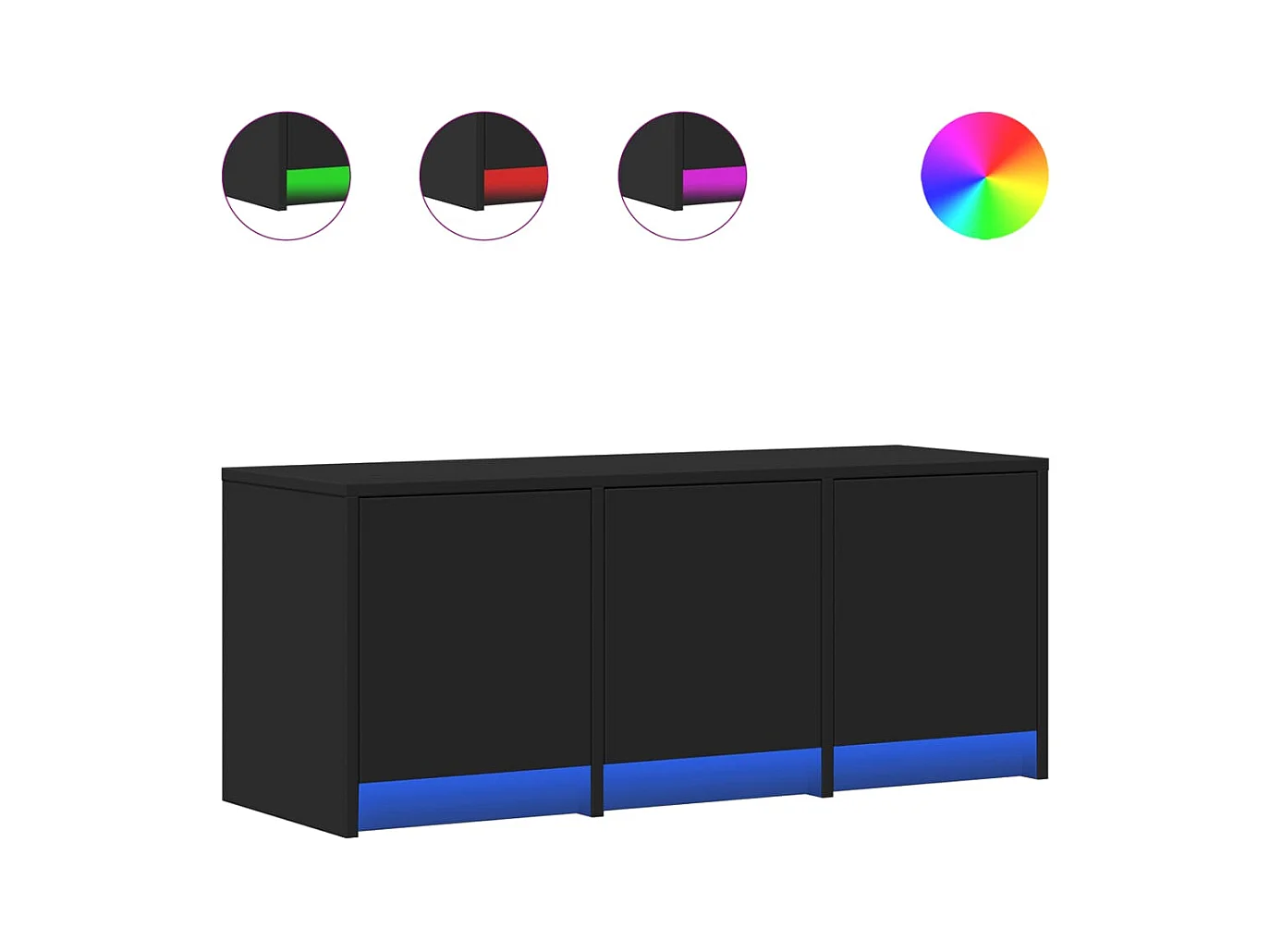 Meuble TV avec LED noir 97x34x40 cm bois d'ingénierie