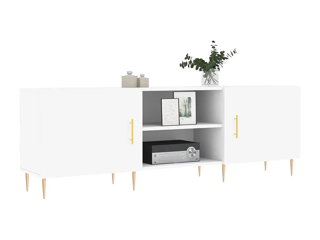 Meuble TV blanc 150x30x50 cm bois d'ingénierie