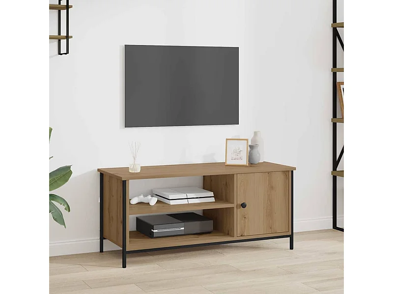 Meuble TV chêne artisanal 100 x 40 x 45 cm Bois d'ingénierie