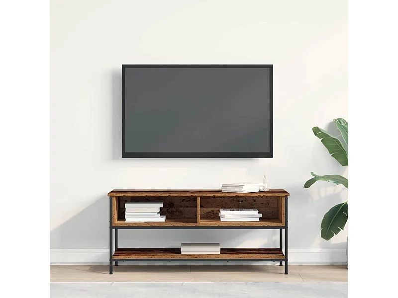 TV-kast verouderd hout 100x35x45 cm spaanplaat en staal