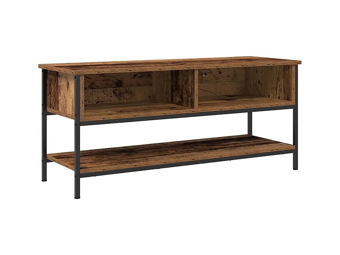 Meuble TV Bois Vieilli 100x35x45 cm Bois Aggloméré et Acier