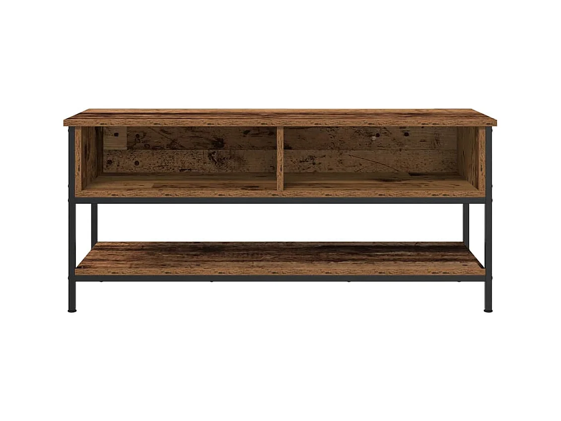 Meuble TV Bois Vieilli 100x35x45 cm Bois Aggloméré et Acier