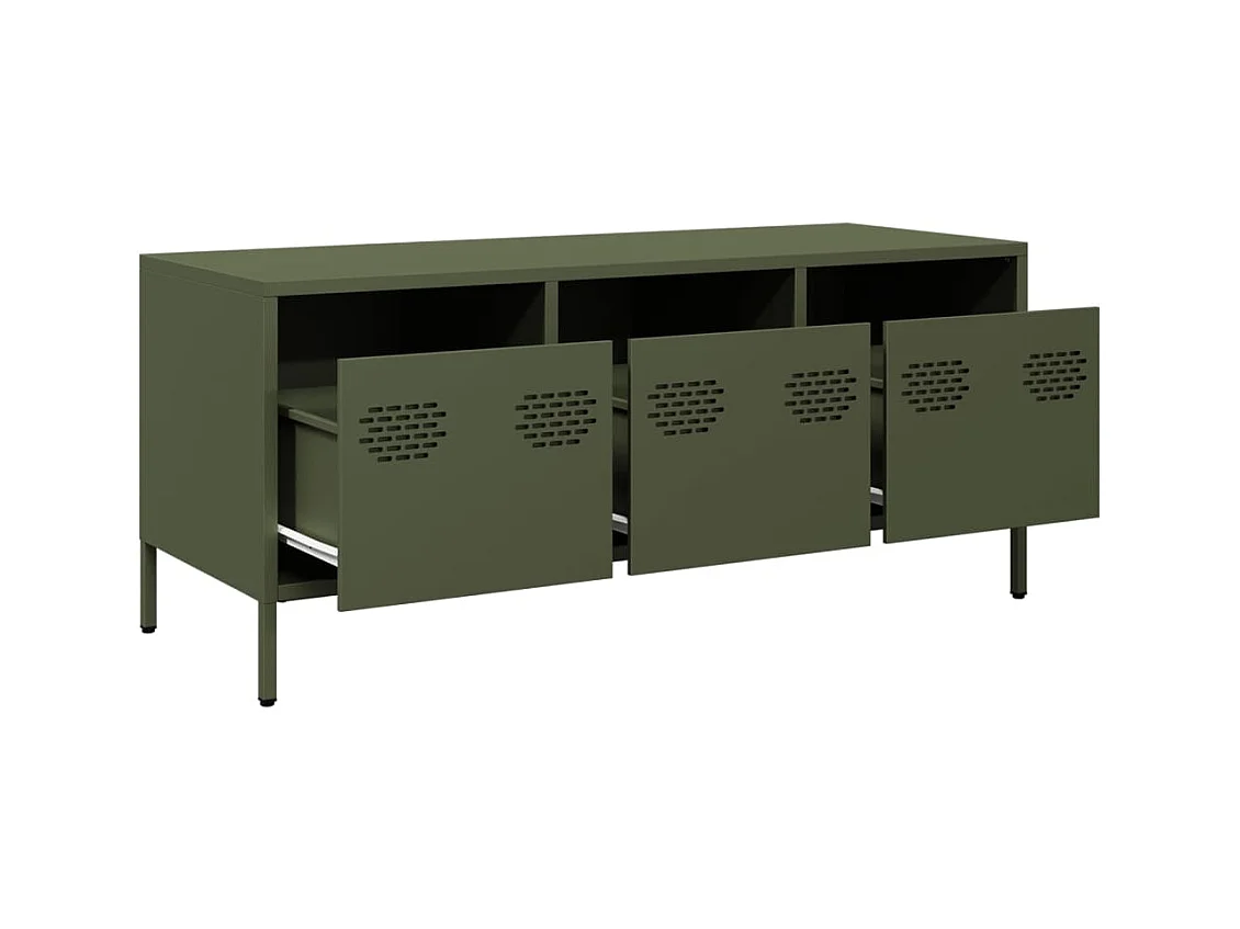 Olijfgroene tv-kast 101,5x39x43,5 cm koudgewalst staal