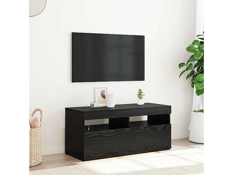 Meuble TV Noir 90 x 35 x 40 cm Bois d'ingénierie