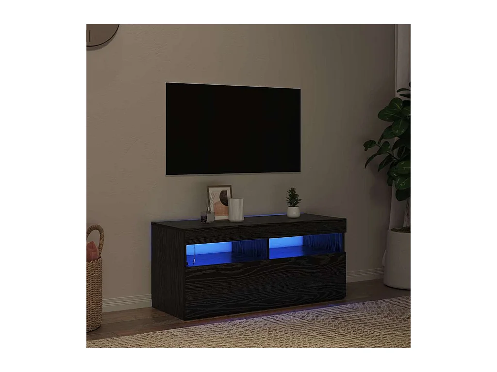 Meuble TV Noir 90 x 35 x 40 cm Bois d'ingénierie