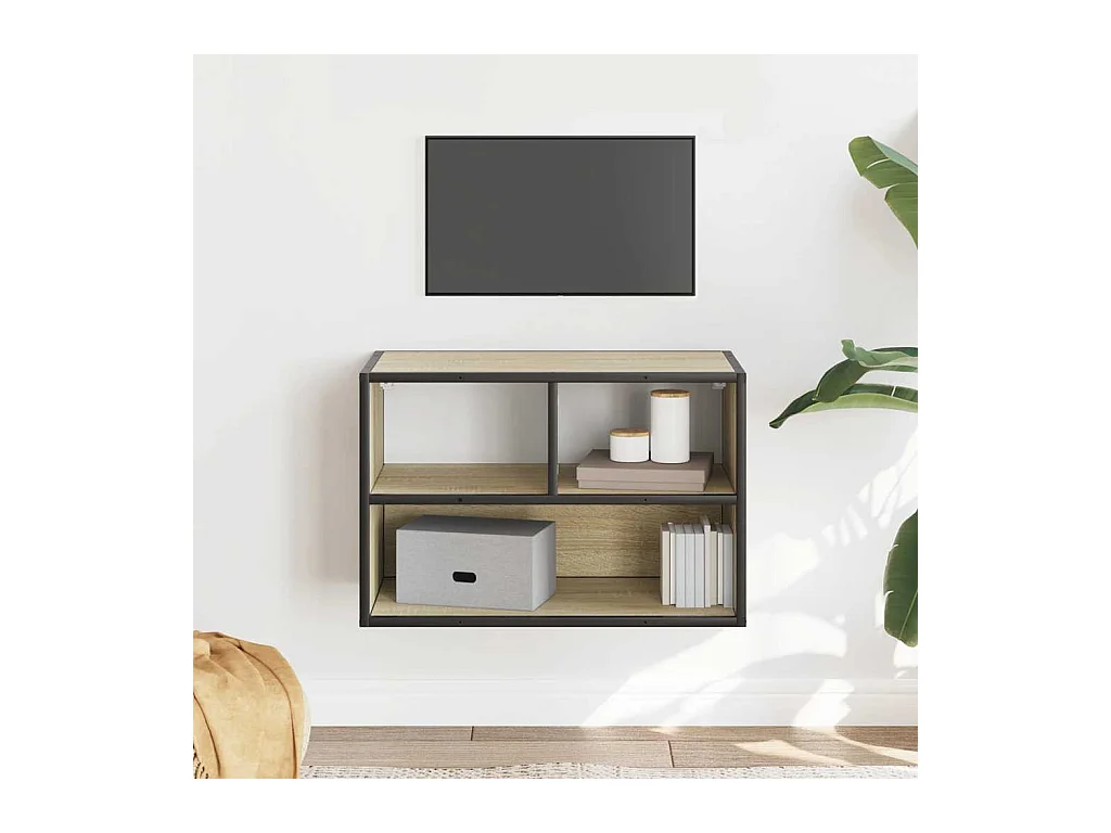 Meuble TV chêne sonoma 60x31x39,5 cm bois d'ingénierie et métal