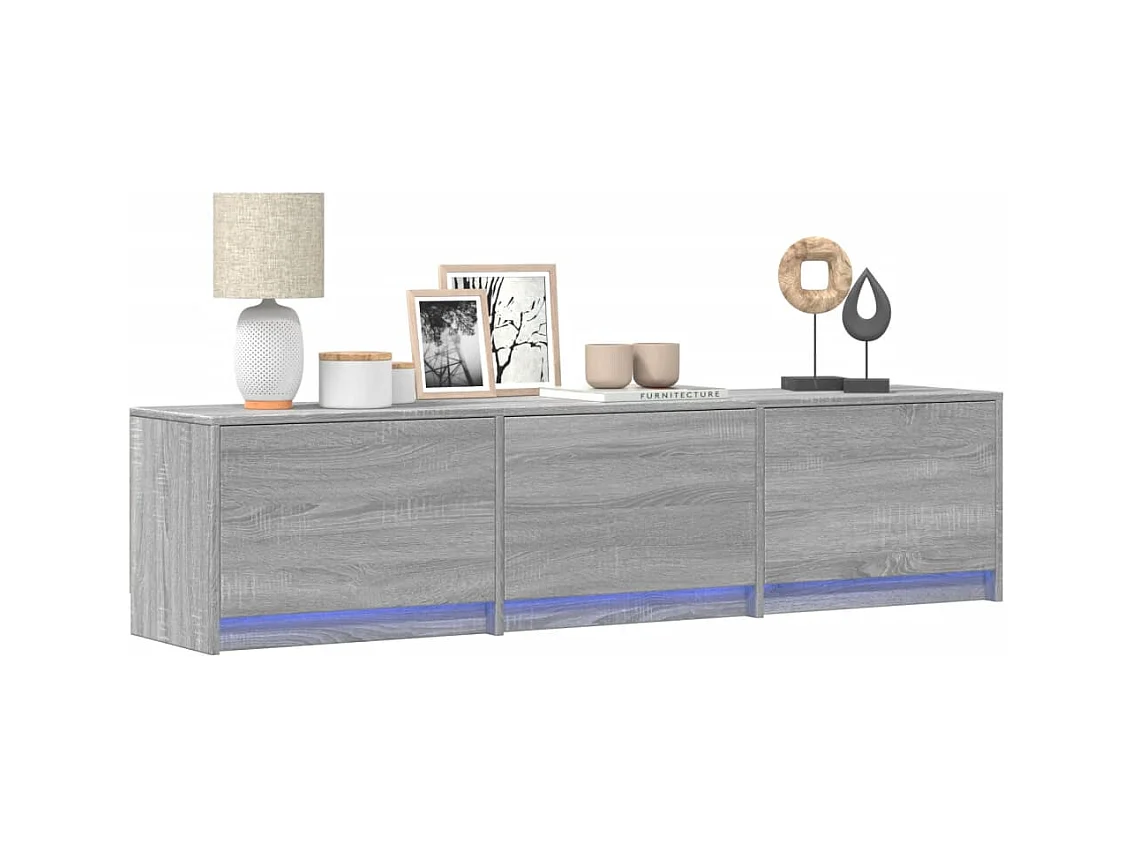 Meuble TV avec LED sonoma gris 165x34x40 cm bois d'ingénierie