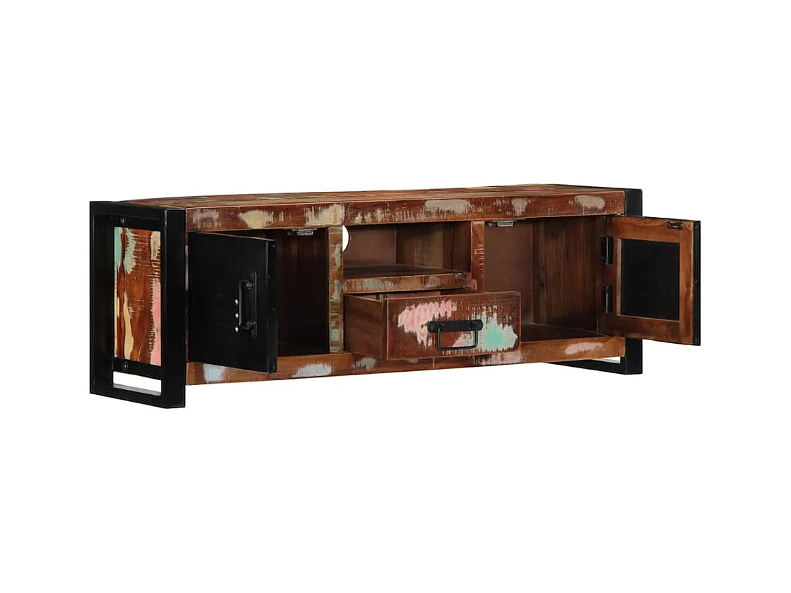 Meuble TV 100x30x35 cm bois de récupération massif