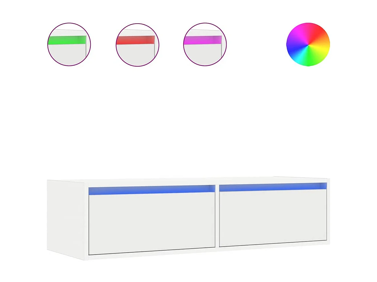 Meuble TV avec lumières LED blanc 100X35,5x25 cm