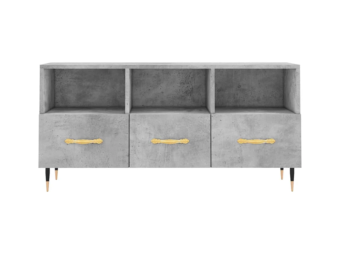 Meuble TV gris béton 102x36x50 cm bois d'ingénierie