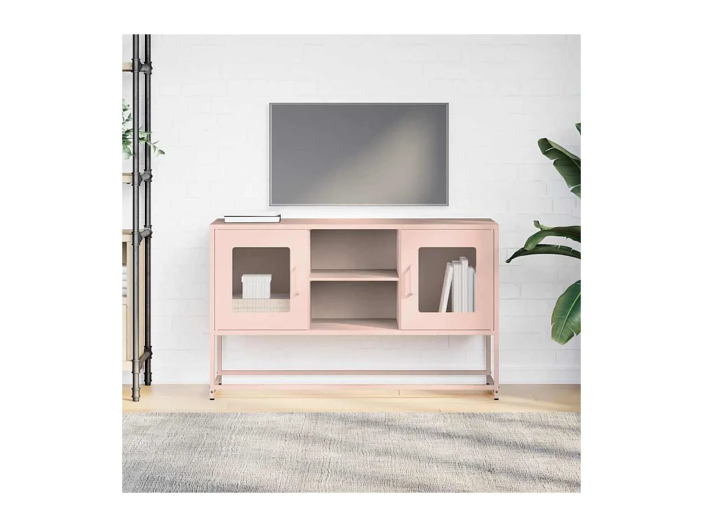 Meuble TV rose 100,5x39x60,5 cm acier