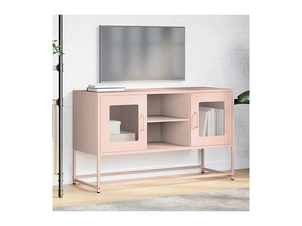 Meuble TV rose 100,5x39x60,5 cm acier