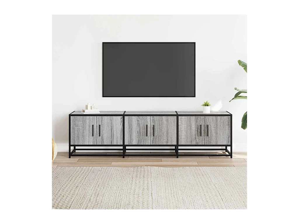 Meuble TV sonoma gris 150x35x41 cm bois d'ingénierie et métal