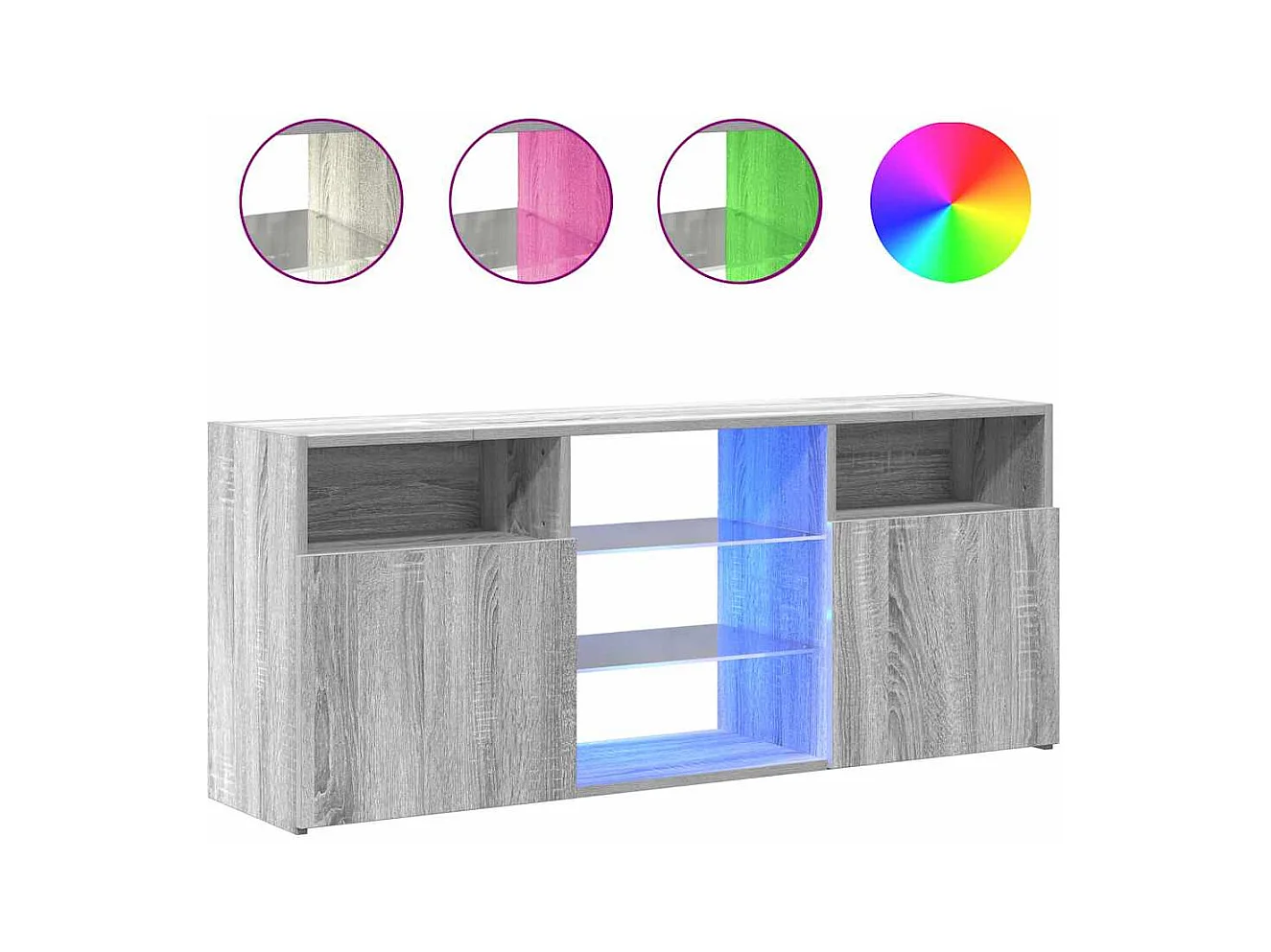 Mobile TV grigio Sonoma con luci LED 120x30x50 cm