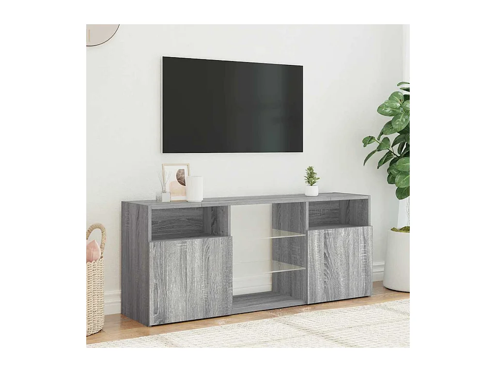 Mobile TV grigio Sonoma con luci LED 120x30x50 cm