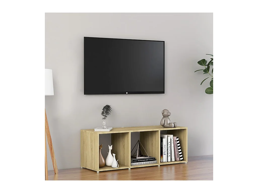 Meuble TV chêne sonoma 107x35x37 cm bois d’ingénierie