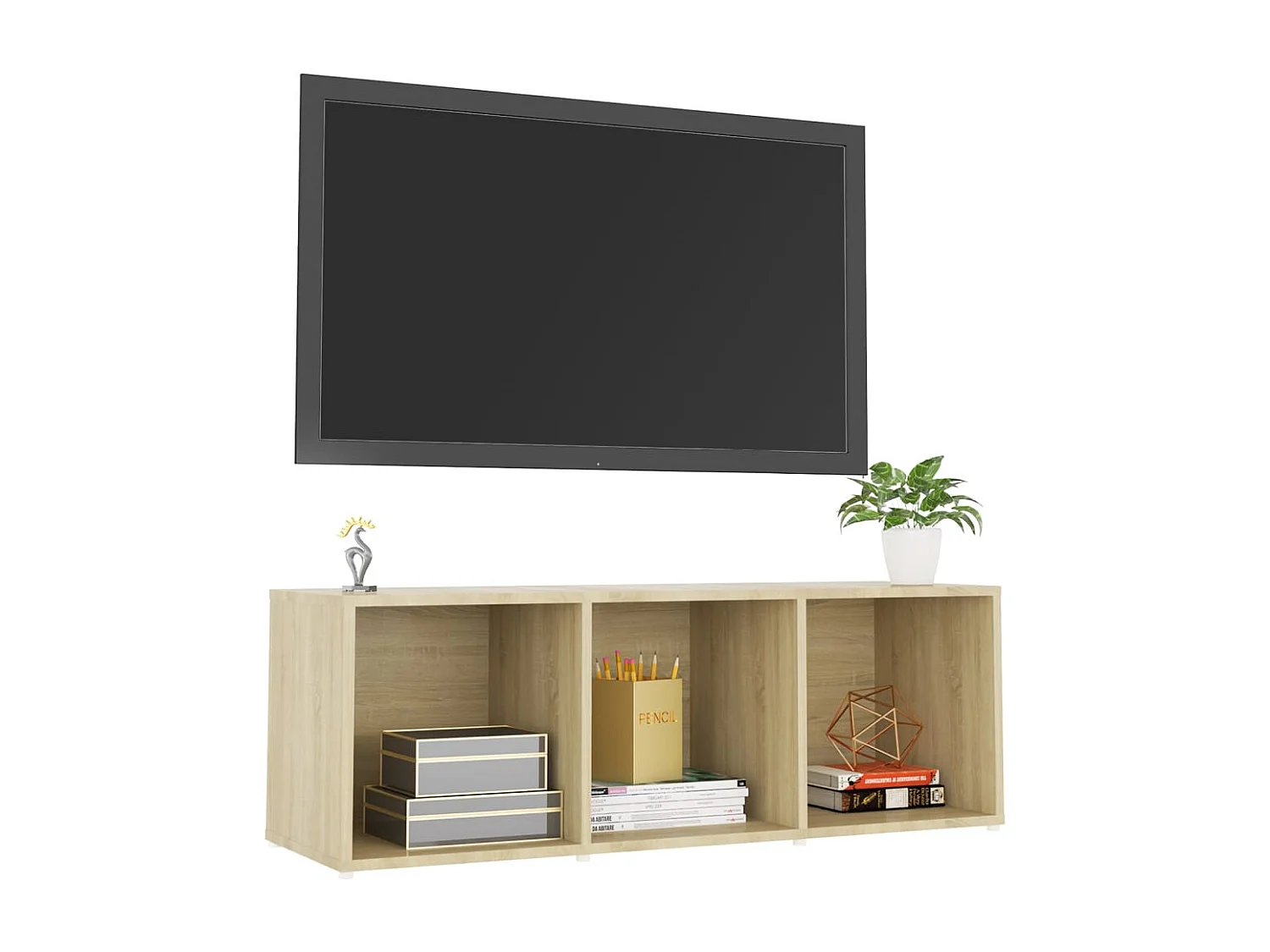 Meuble TV chêne sonoma 107x35x37 cm bois d’ingénierie