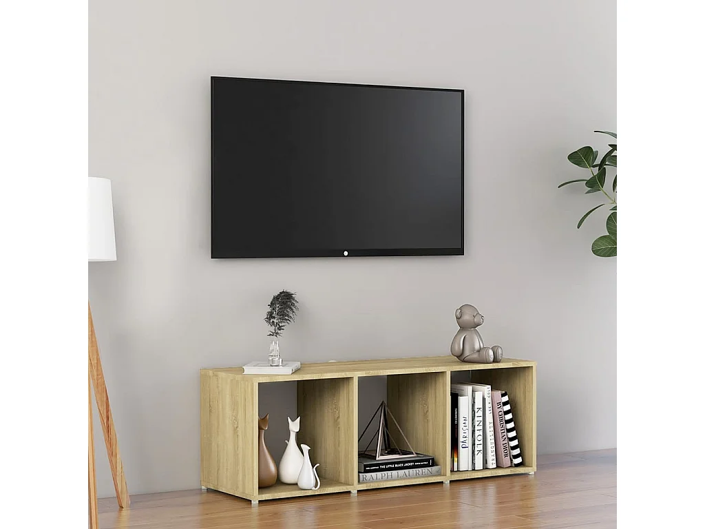 Meuble TV chêne sonoma 107x35x37 cm bois d’ingénierie