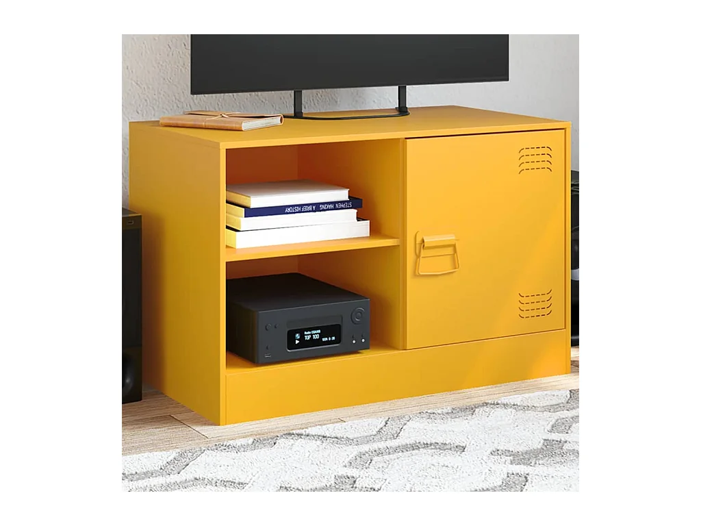 Meuble TV jaune moutarde 67x39x44 cm acier