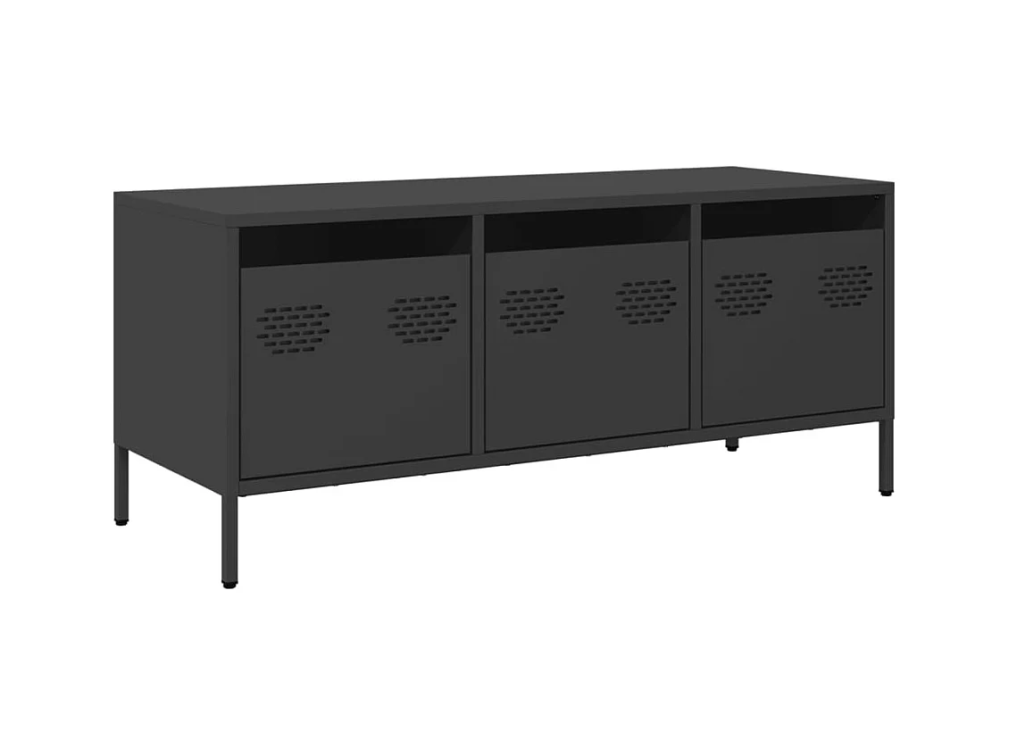 Meuble TV noir 101,5x39x43,5 cm acier laminé à froid