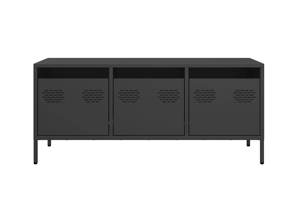Meuble TV noir 101,5x39x43,5 cm acier laminé à froid