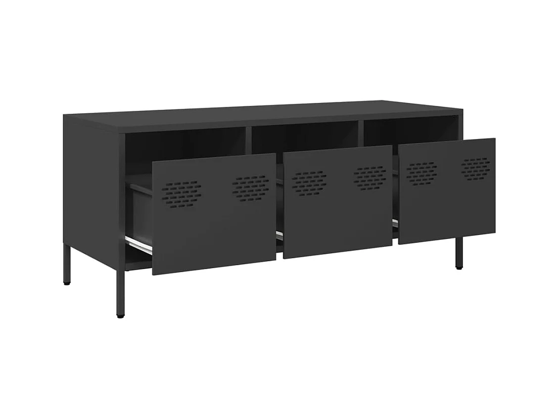 Meuble TV noir 101,5x39x43,5 cm acier laminé à froid