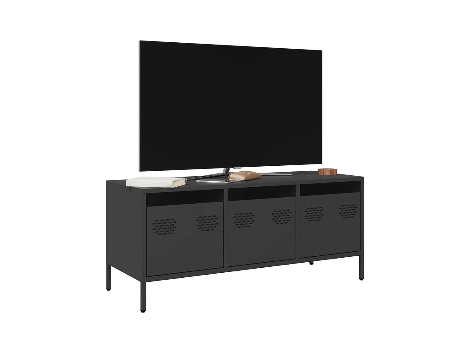 Meuble TV noir 101,5x39x43,5 cm acier laminé à froid