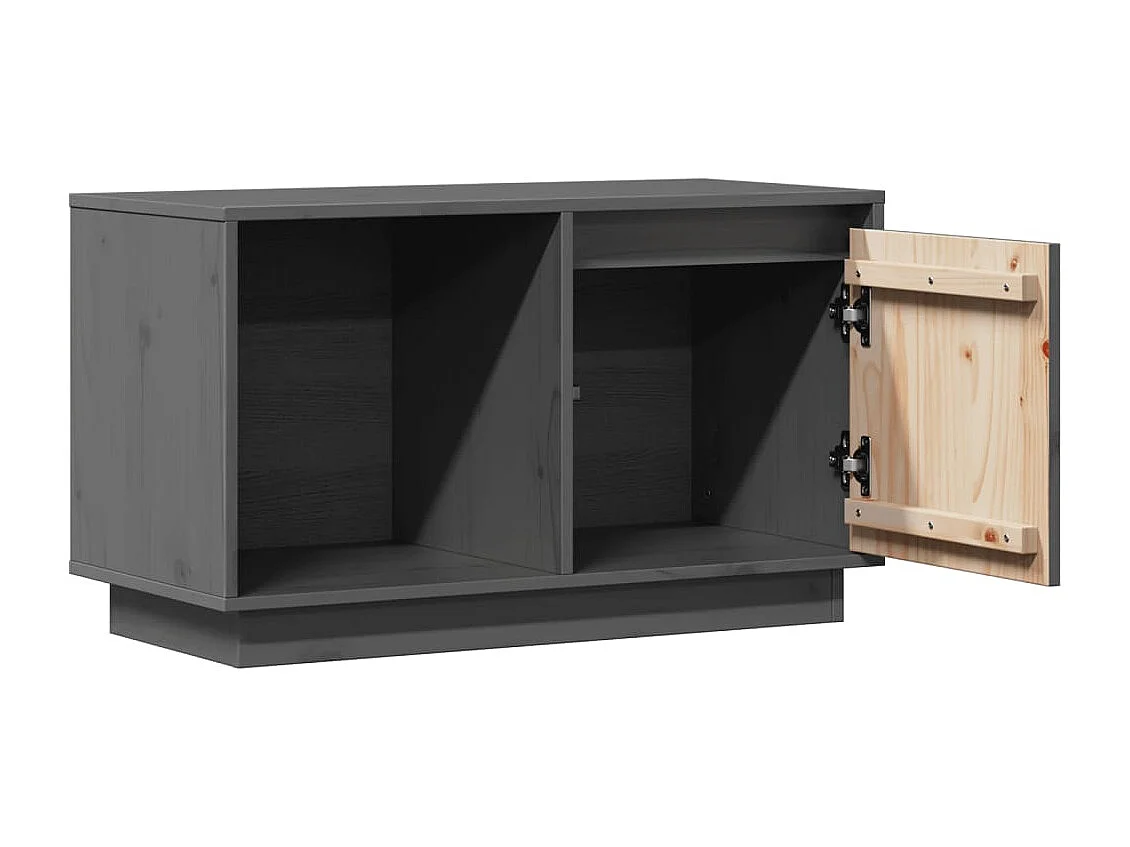 Mobile TV grigio 74x35x44 cm Legno massello di pino